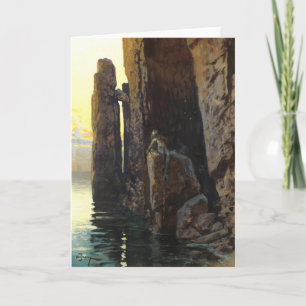 Tarjeta Niña sirena marina costera desnuda y deseosa de ac