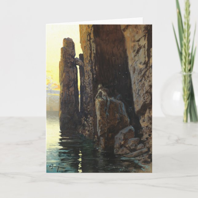 Tarjeta Niña sirena marina costera desnuda y deseosa de ac (Anverso)