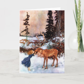 Tarjeta Niña y alces