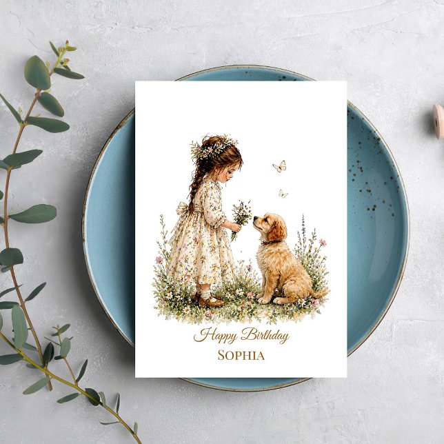 Tarjeta Niña y cachorro (Subido por el creador)