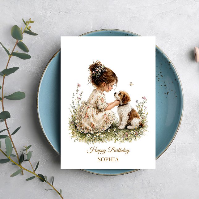 Tarjeta Niña y cachorro (Subido por el creador)