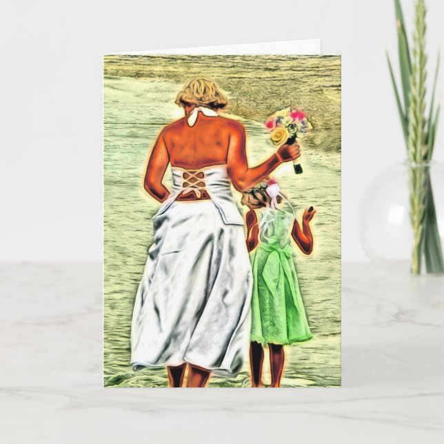 Tarjeta Niña y novia florida, Boda felicitaciones (Anverso)