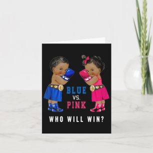 Tarjeta Niñas azules contra rosas de boxeo étnico de bebés