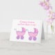 Tarjeta Niñas gemelas felicitan a buggy rosado (Orchid)