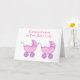 Tarjeta Niñas gemelas felicitan a buggy rosado (Small Plant)