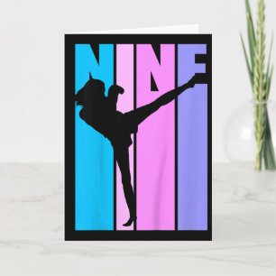 Tarjeta Niñas Niñas 9º Cumpleaños Kickboxing Kickboxer Niñ