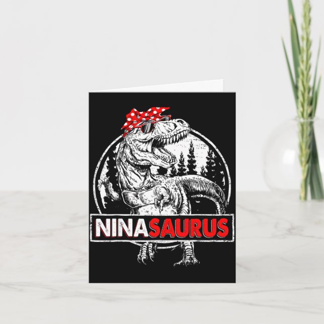 Tarjeta Ninasaurus t rex dinosaur nina saurus día de la ma (Anverso)
