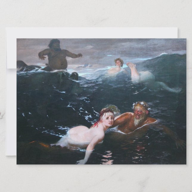 Tarjeta Ninfas y sastres jugando en las olas (Anverso)