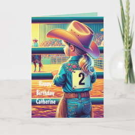Tarjeta Niñita occidental Personalizado de rodeo de cumple