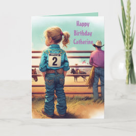 Tarjeta Niñita occidental Personalizado de rodeo de cumple
