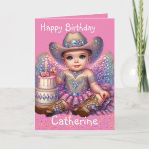 Tarjeta Niñita occidental Personalizado del primer cumplea