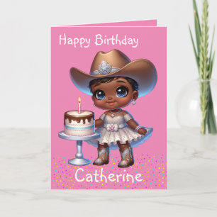 Tarjeta Niñita occidental Personalizado del primer cumplea