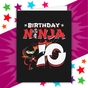 Tarjeta Ninja, 10 años, estilo de un libro de historietas