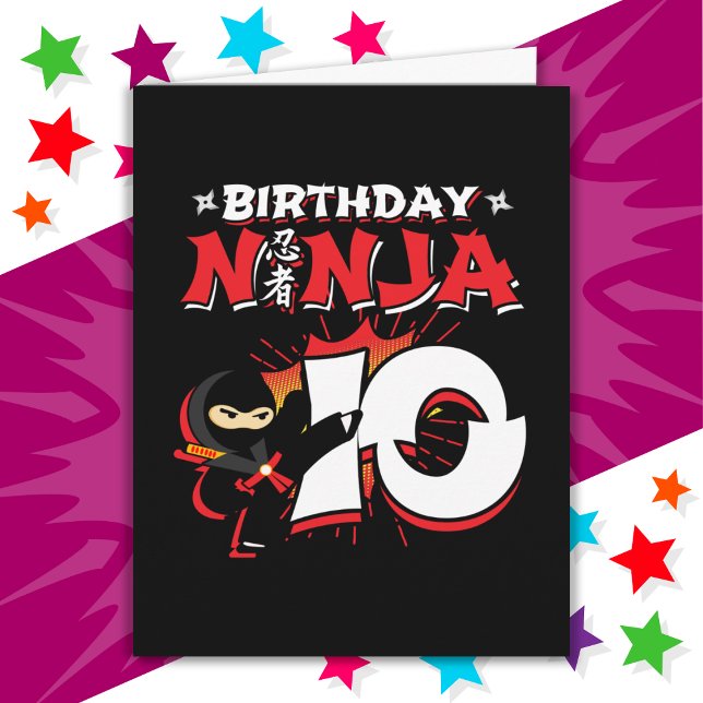Tarjeta Ninja, 10 años, estilo de un libro de historietas  (Subido por el creador)
