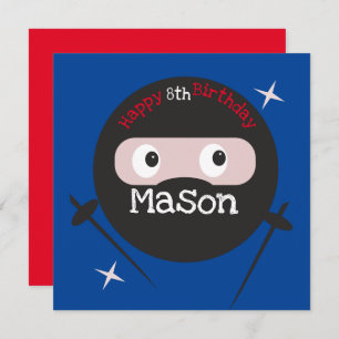 Tarjeta Ninja Artes Marciales Karate Niños Cumpleaños Azul