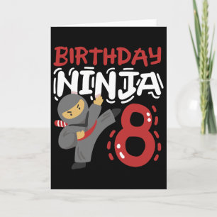 Tarjeta Ninja de cumpleaños de 8 años niños de karate cump
