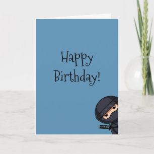 Tarjeta Ninja Espiando en Cumpleaños Azul