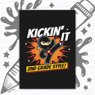 Tarjeta Ninja Kick de 2º Grado De Regreso A La Escuela