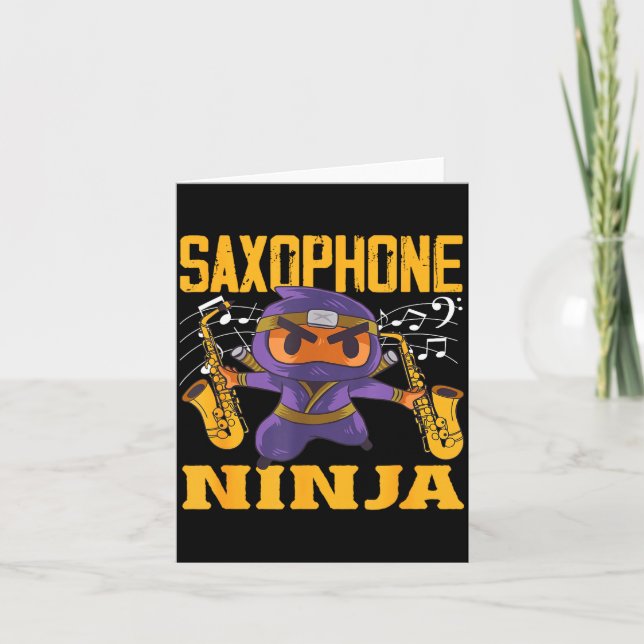 Tarjeta Ninja Saxophonist Saxophone Tee (Anverso)