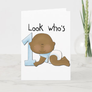 Tarjeta Niño afroamericano de primer cumpleaños camisetas