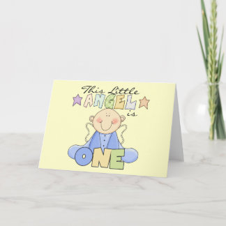 Tarjeta Niño Ángel Pequeño Primera camiseta de cumpleaños 