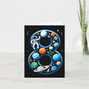Tarjeta Niño Astronauta del Espacio Exterior de 8 Años Cum