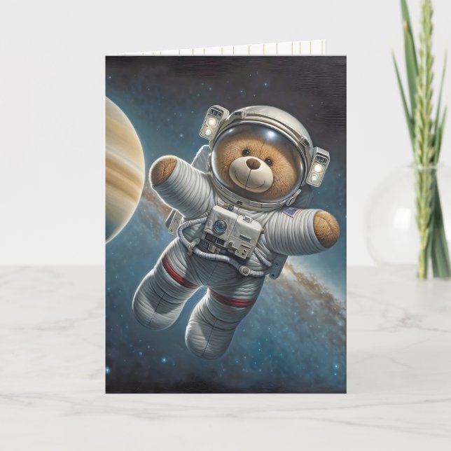 Tarjeta Niño Astronauta Teddy Bear (Anverso)