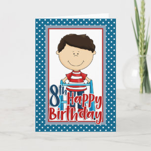 Tarjeta Niño Capaz con Andador - Feliz Cumpleaños 8