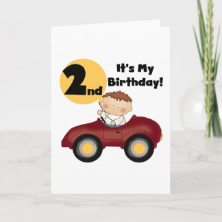 Tarjeta Niño con camisetas y regalos de segundo cumpleaños