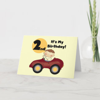 Tarjeta Niño con camisetas y regalos de segundo cumpleaños