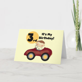Tarjeta Niño con camisetas y regalos de tercer cumpleaños 