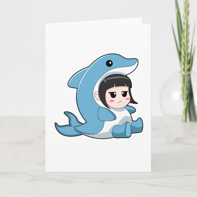 Tarjeta Niño con disfraz de delfín (Anverso)
