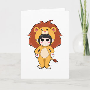 Tarjeta Niño con disfraz de león
