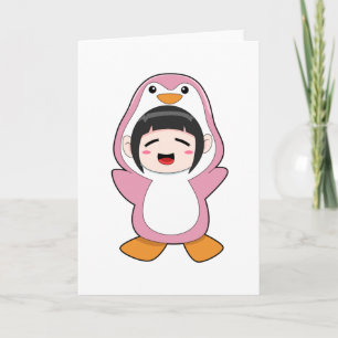 Tarjeta Niño con disfraz de pingüino