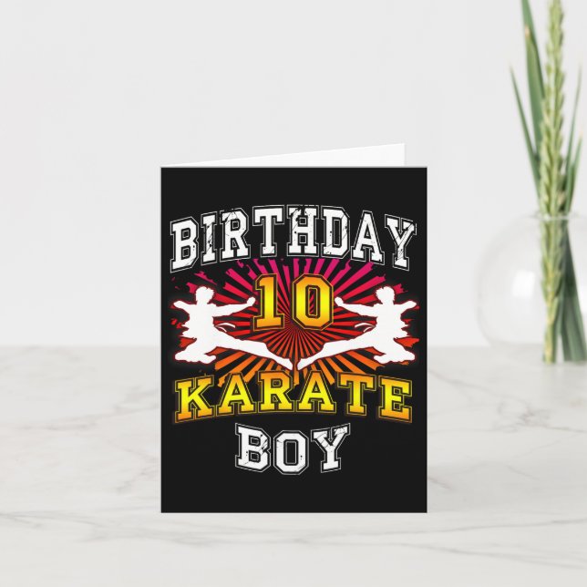 Tarjeta Niño de 10 años - Karate, hijo de 10 años (Anverso)