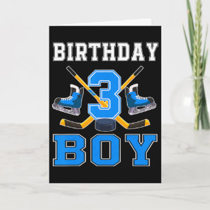 Tarjeta Niño de 3 años cumpleaños hockey sobre hielo 3ra f