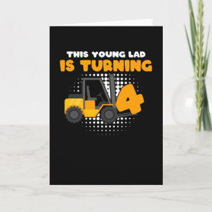 Tarjeta Niño de 4 años cumpleaños Forklift