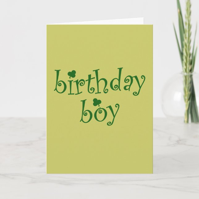 Tarjeta Niño de cumpleaños de San Patricio con Shamrock (Anverso)