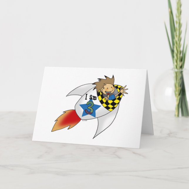 Tarjeta Niño de cumpleaños en un cohete (Anverso)