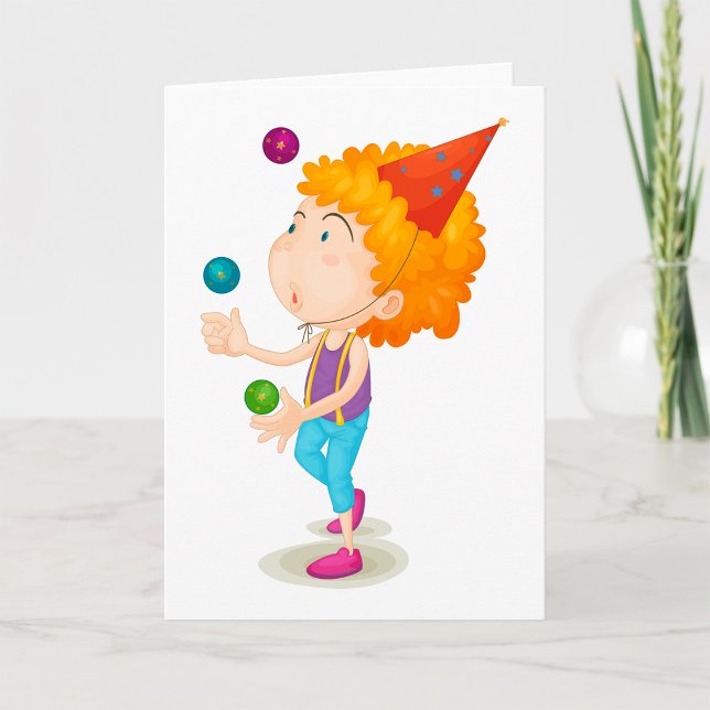 Tarjeta Niño de fiesta haciendo malabarismos con bolas col (Subido por el creador)