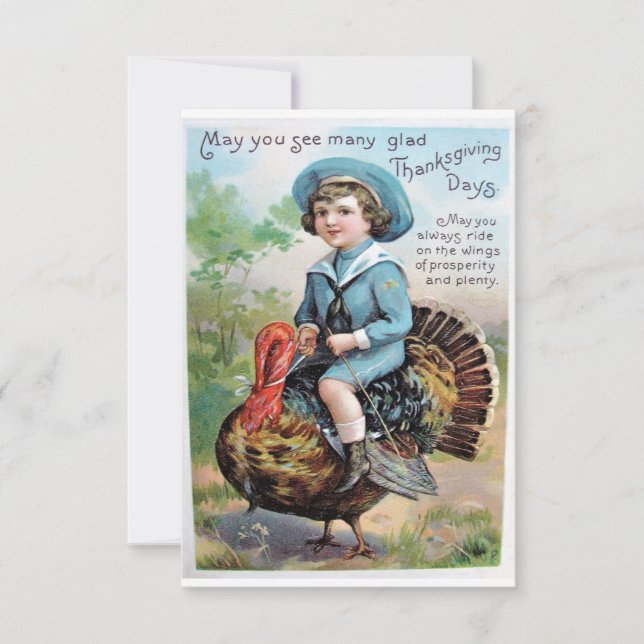 Tarjeta Niño de la época montando en el saludo de Acción d (Anverso)