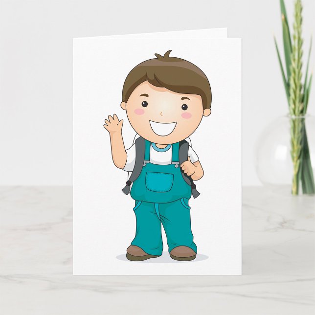 Tarjeta Niño de la escuela sonriente con mochila (Subido por el creador)