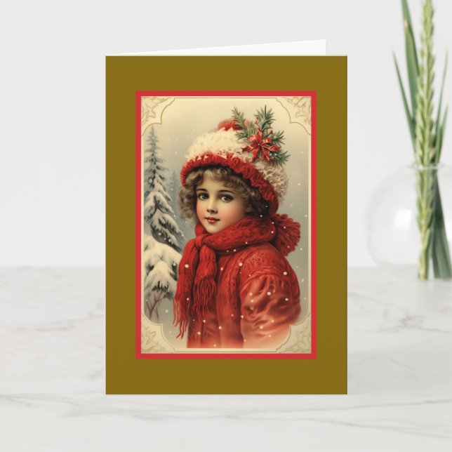 Tarjeta Niño de Navidad Victoriano (Anverso)
