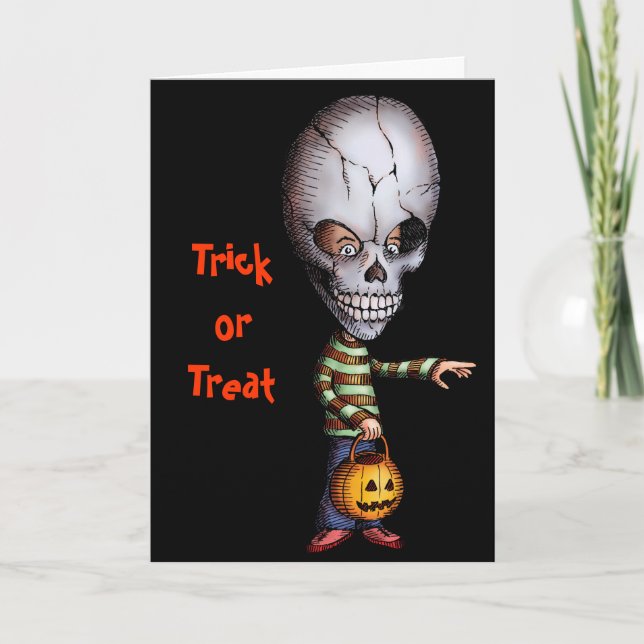 Tarjeta Niño del cráneo - Halloween (Anverso)