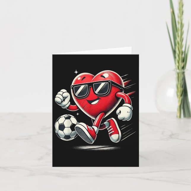 Tarjeta Niño Día de San Valentín de fútbol de divertida re (Anverso)
