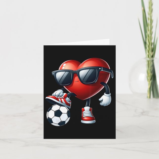 Tarjeta Niño Día de San Valentín de fútbol de divertida re (Anverso)