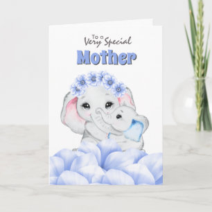Tarjeta Niño elefante Día de la Madre floral