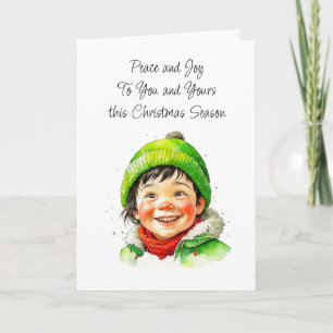 Tarjeta Niño Elfo Bonito Navidad Pacífica