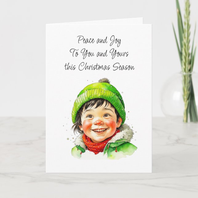 Tarjeta Niño Elfo Bonito Navidad Pacífica (Anverso)