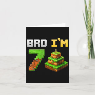 Tarjeta Niño es mi juego de cumpleaños 7 años Pixel